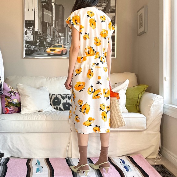 Vintage floral print midi dress with faux wrap top - Picture 6 of 16